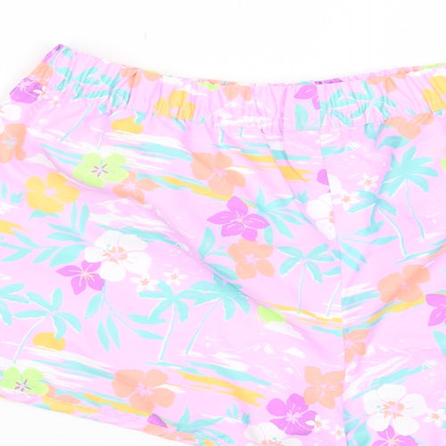 Marks and Spencer Girls Multicoloured Geometric Polyester Sweat Shorts Size 13-14 Years Regular Drawstring - Swim shorts
