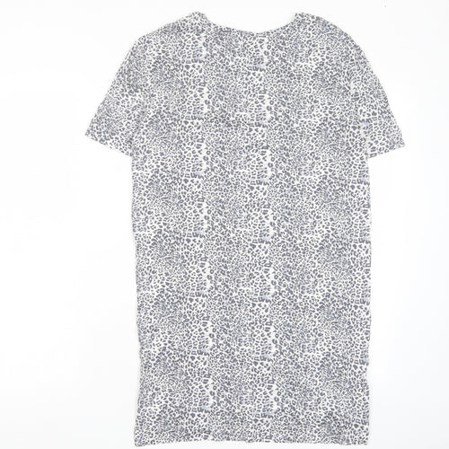 Marks and Spencer Womens Grey Animal Print Viscose T-Shirt Dress Size 6 V-Neck Pullover