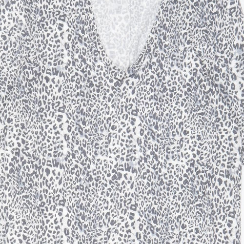 Marks and Spencer Womens Grey Animal Print Viscose T-Shirt Dress Size 6 V-Neck Pullover