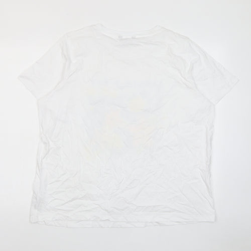 Marks and Spencer Womens White Camel Basic T-Shirt Size 22 Crew Neck - Jardin D'ete