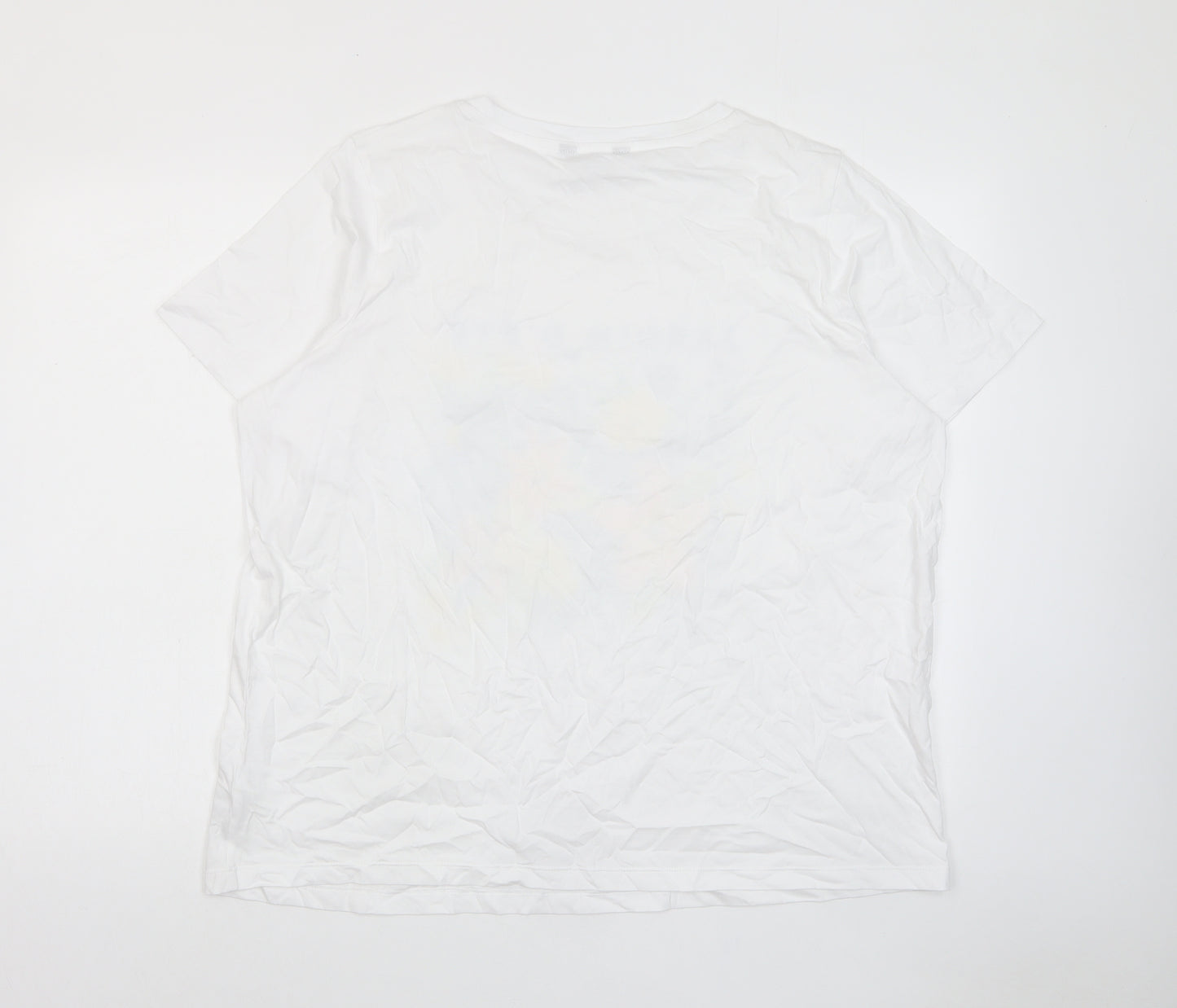 Marks and Spencer Womens White Camel Basic T-Shirt Size 22 Crew Neck - Jardin D'ete