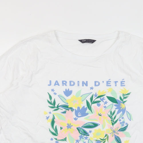 Marks and Spencer Womens White Camel Basic T-Shirt Size 22 Crew Neck - Jardin D'ete