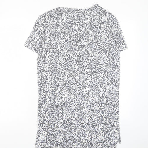 Marks and Spencer Womens Grey Animal Print Viscose T-Shirt Dress Size 8 V-Neck Pullover