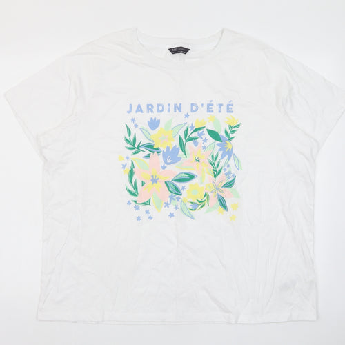Marks and Spencer Womens White Cotton Basic T-Shirt Size 24 Crew Neck - Jardin D'ete