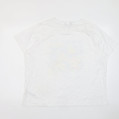 Marks and Spencer Womens White Cotton Basic T-Shirt Size 24 Crew Neck - Jardin D'ete
