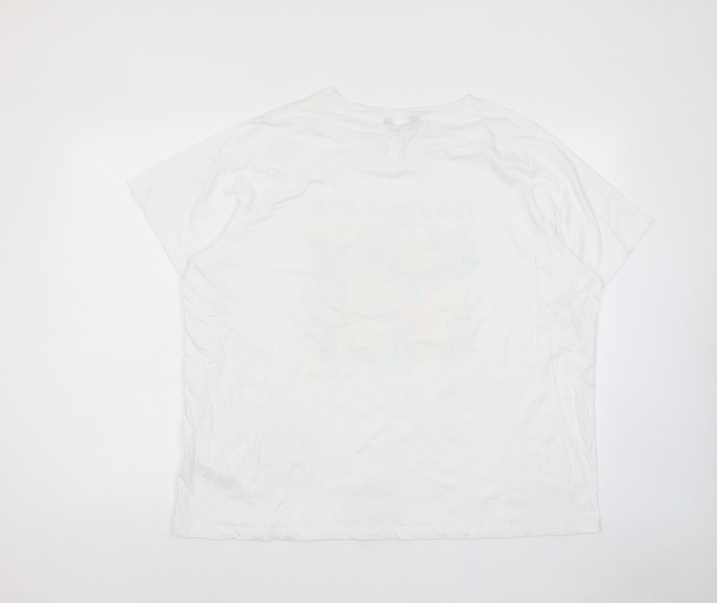 Marks and Spencer Womens White Cotton Basic T-Shirt Size 24 Crew Neck - Jardin D'ete
