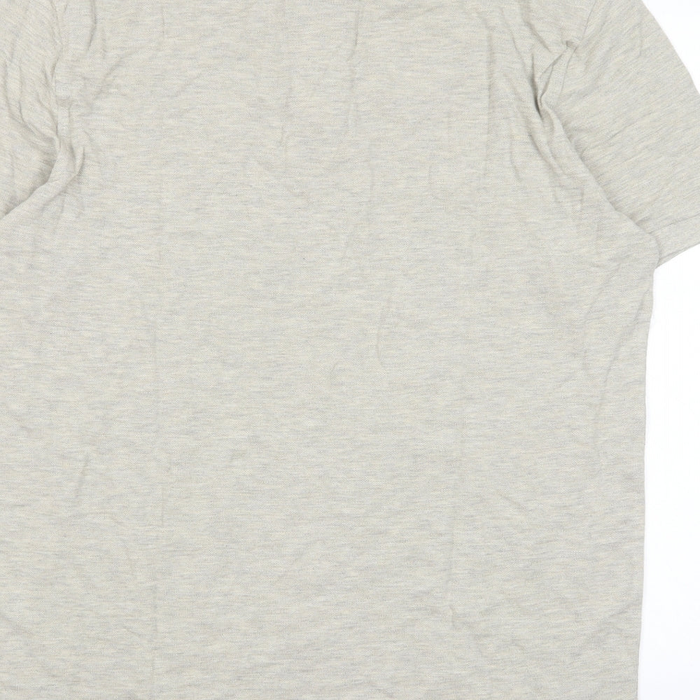 Marks and Spencer Mens Grey Cotton Polo Size L Collared Button