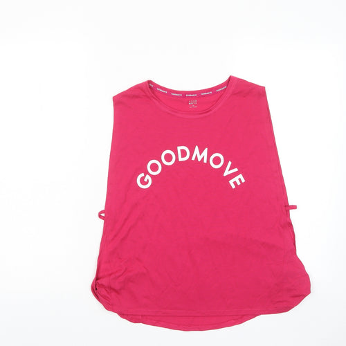 GOODMOVE Womens Pink Polyester Basic Tank Size 12 Crew Neck Pullover - Logo