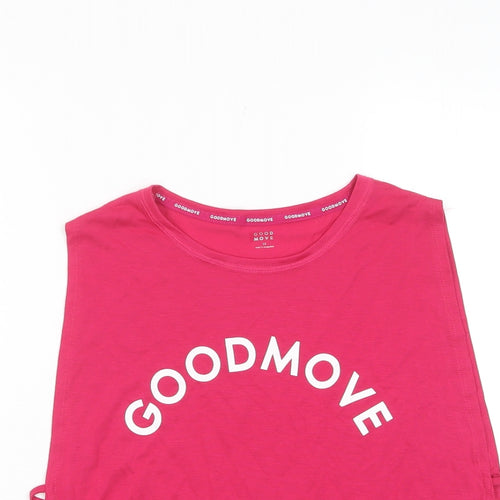 GOODMOVE Womens Pink Polyester Basic Tank Size 12 Crew Neck Pullover - Logo