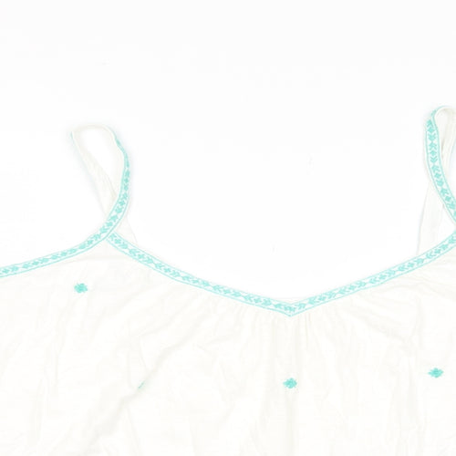 Marks and Spencer Womens Ivory Cotton Basic Tank Size 22 Scoop Neck - Embroided, Pleated
