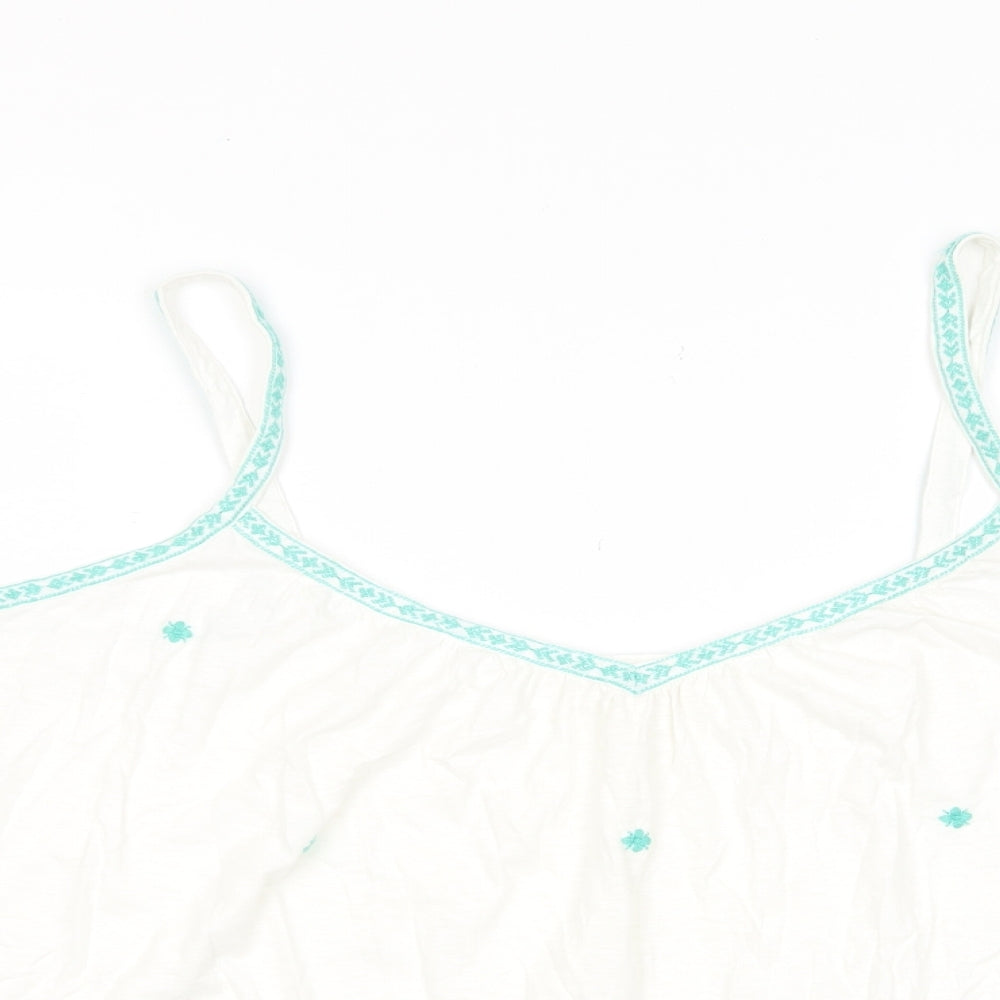 Marks and Spencer Womens Ivory Cotton Basic Tank Size 22 Scoop Neck - Embroided, Pleated