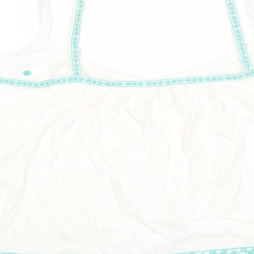 Marks and Spencer Womens Ivory Cotton Basic Tank Size 22 Scoop Neck - Embroided, Pleated