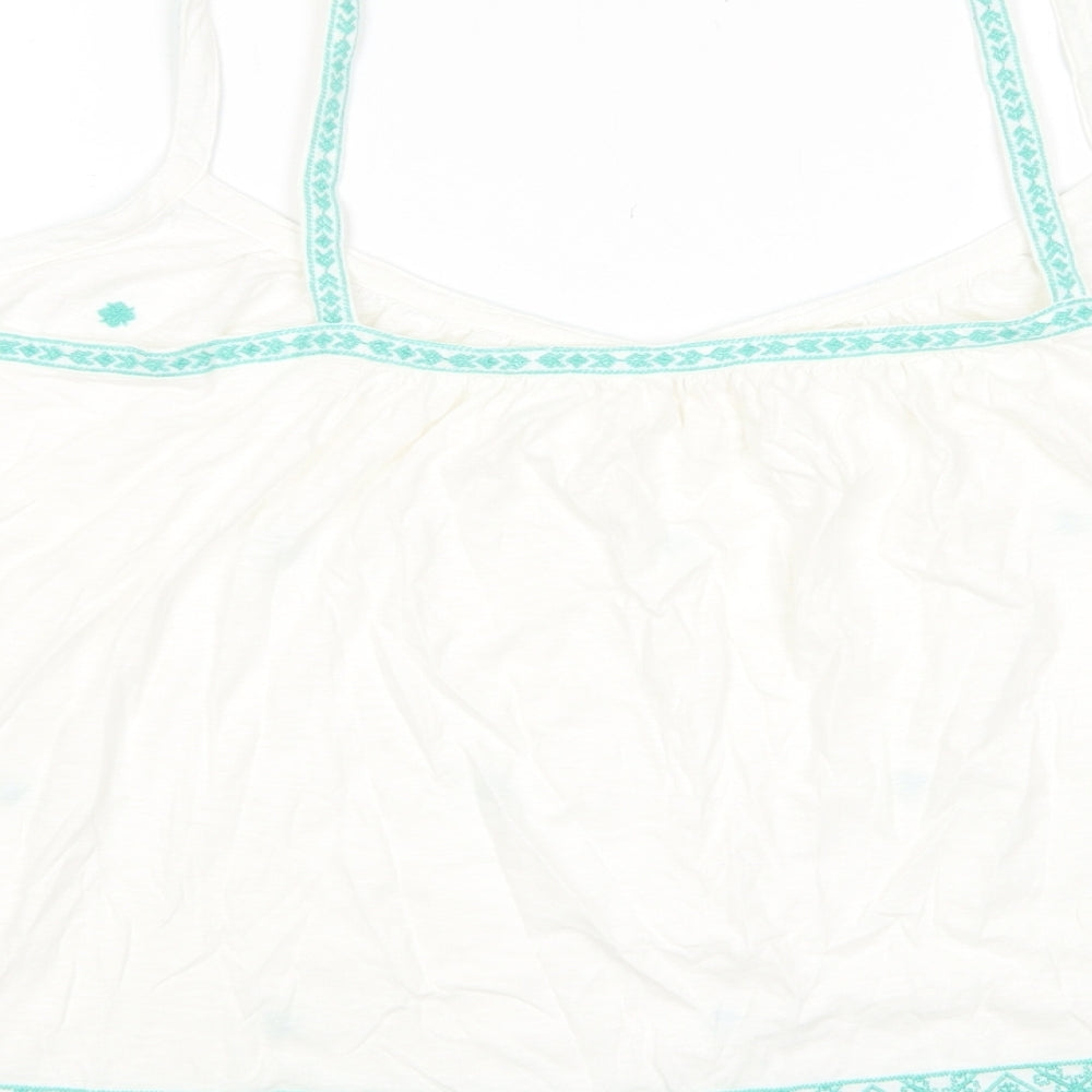 Marks and Spencer Womens Ivory Cotton Basic Tank Size 22 Scoop Neck - Embroided, Pleated