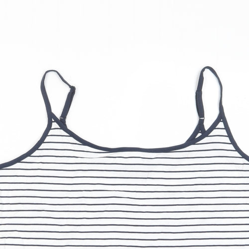 Marks and Spencer Womens White Striped Cotton Camisole Tank Size 16 Scoop Neck