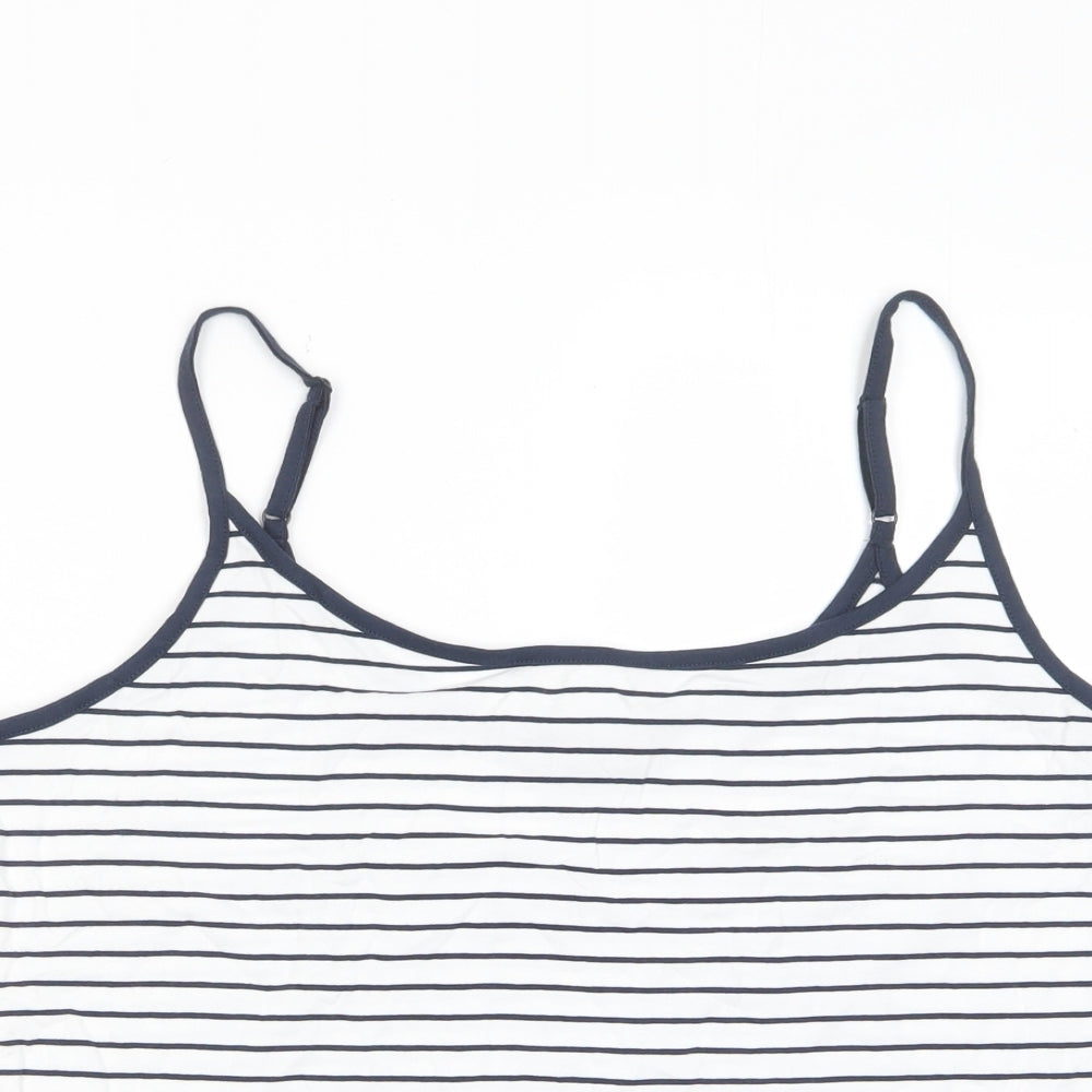 Marks and Spencer Womens White Striped Cotton Camisole Tank Size 16 Scoop Neck