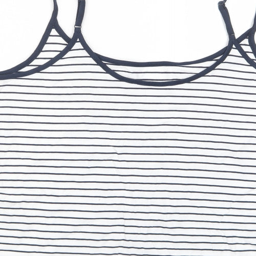 Marks and Spencer Womens White Striped Cotton Camisole Tank Size 16 Scoop Neck