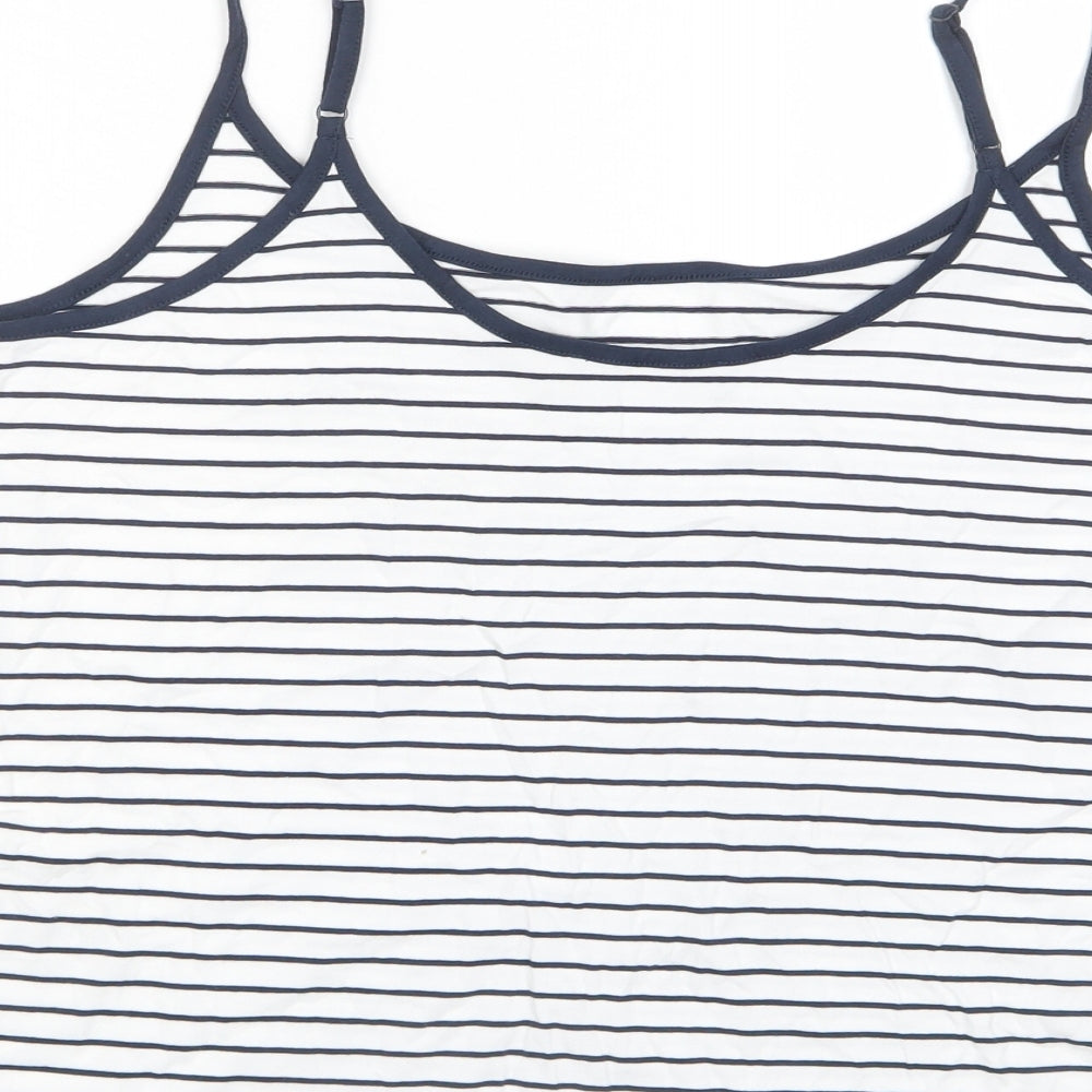 Marks and Spencer Womens White Striped Cotton Camisole Tank Size 16 Scoop Neck