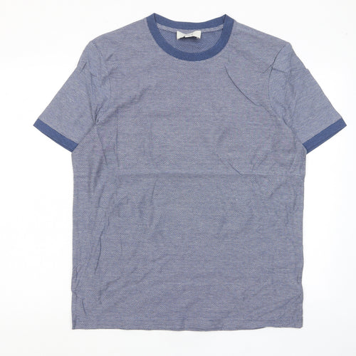 Marks and Spencer Mens Blue Cotton T-Shirt Size L Crew Neck