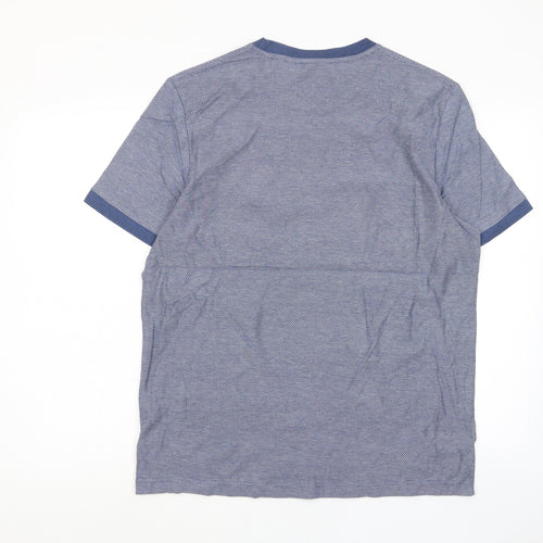 Marks and Spencer Mens Blue Cotton T-Shirt Size L Crew Neck
