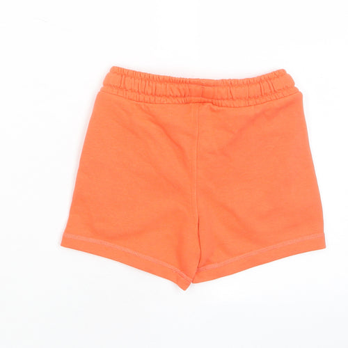 Marks and Spencer Boys Orange Cotton Sweat Shorts Size 2-3 Years Regular Drawstring - Pockets