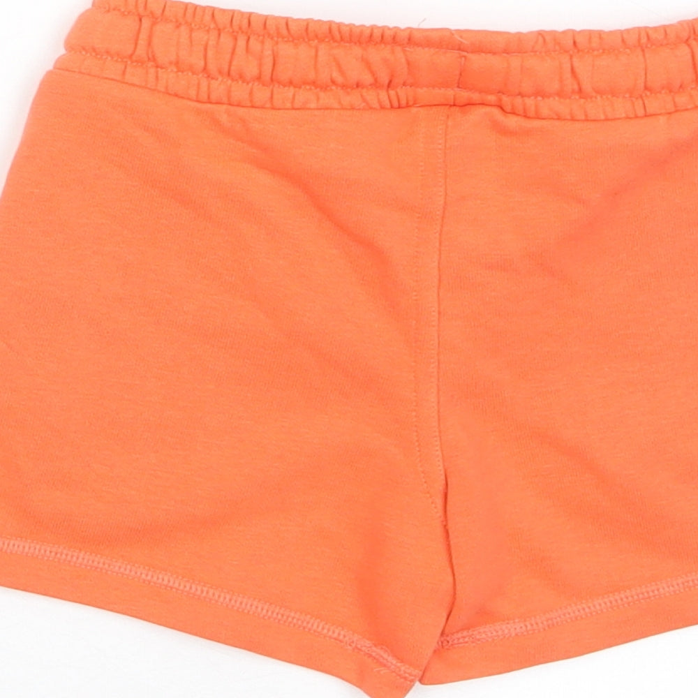 Marks and Spencer Boys Orange Cotton Sweat Shorts Size 2-3 Years Regular Drawstring - Pockets