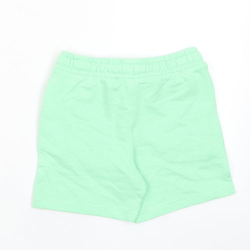 Marks and Spencer Boys Green Cotton Sweat Shorts Size 5-6 Years Regular Drawstring - Pockets