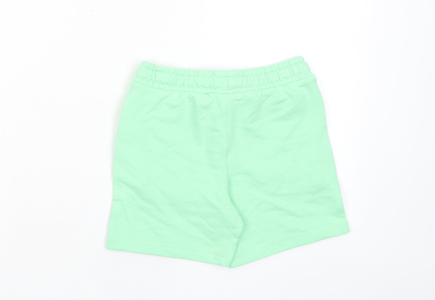 Marks and Spencer Boys Green Cotton Sweat Shorts Size 5-6 Years Regular Drawstring - Pockets