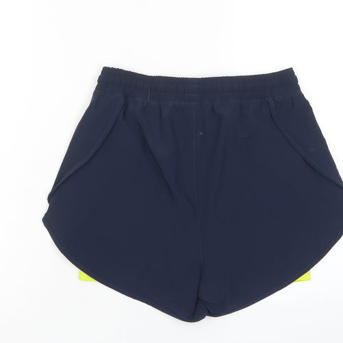 GOODMOVE Womens Blue Polyester Sweat Shorts Size 8 L3 in Regular Drawstring - Zip Pockets