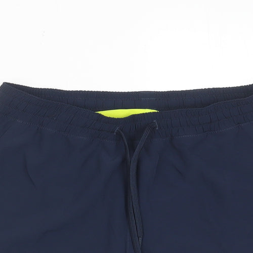 GOODMOVE Womens Blue Polyester Sweat Shorts Size 8 L3 in Regular Drawstring - Zip Pockets