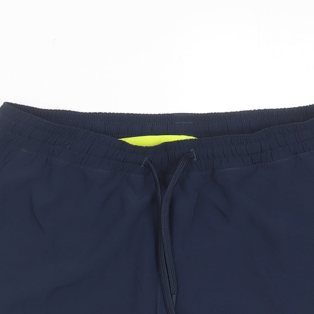 GOODMOVE Womens Blue Polyester Sweat Shorts Size 8 L3 in Regular Drawstring - Zip Pockets