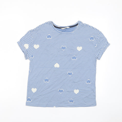 Marks and Spencer Womens Blue Geometric Cotton Top Pyjama Top Size XS