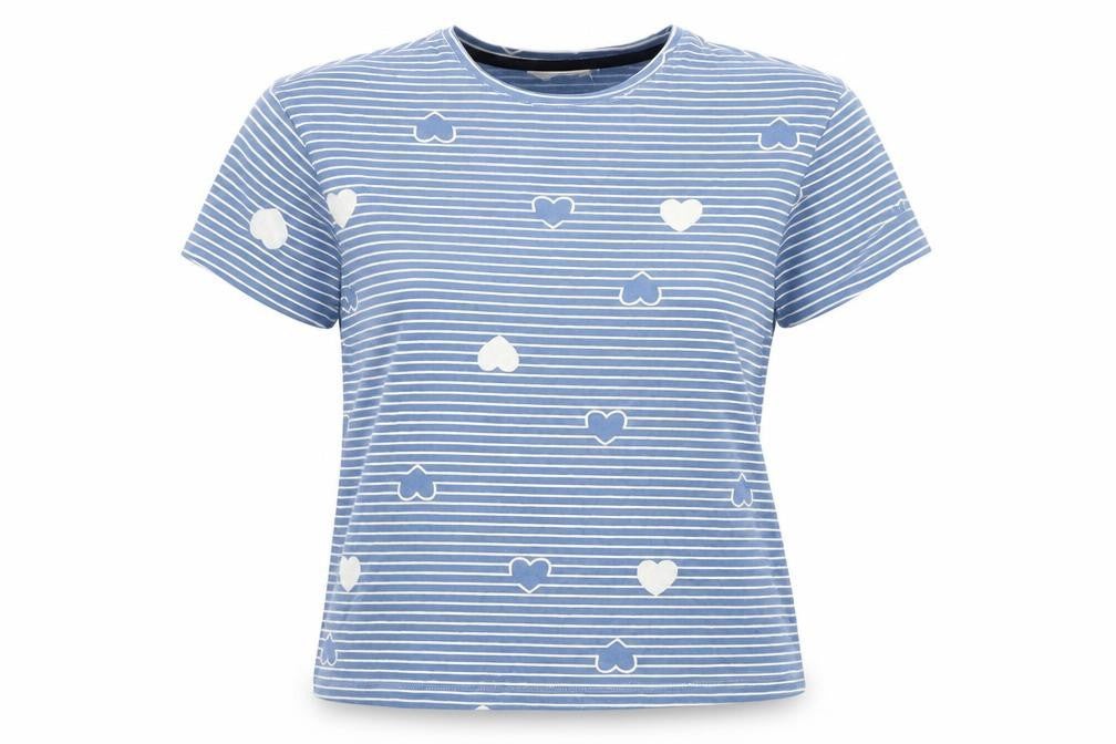 Marks and Spencer Womens Blue Geometric Cotton Top Pyjama Top Size XS