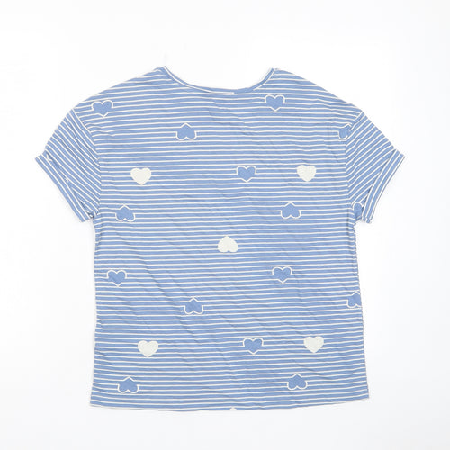 Marks and Spencer Womens Blue Geometric Cotton Top Pyjama Top Size XS