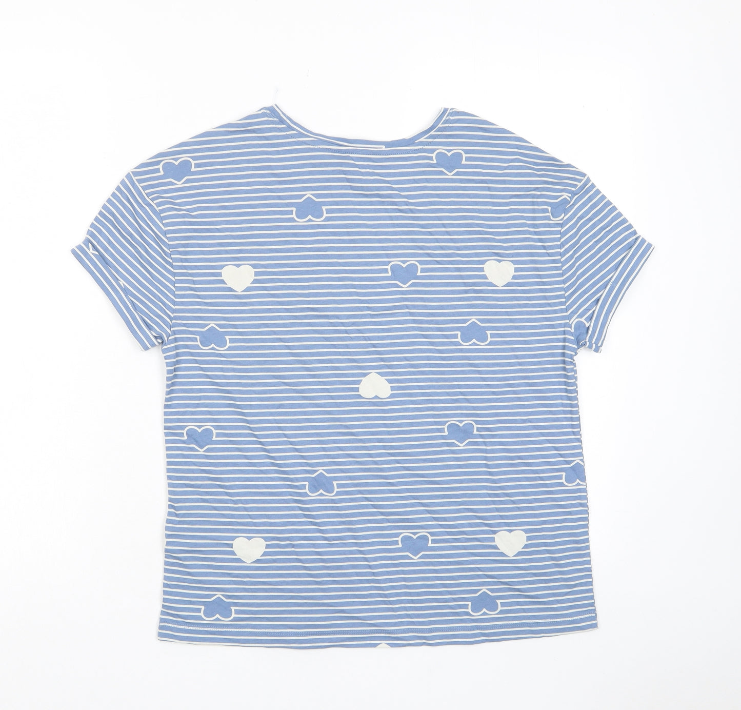 Marks and Spencer Womens Blue Geometric Cotton Top Pyjama Top Size XS