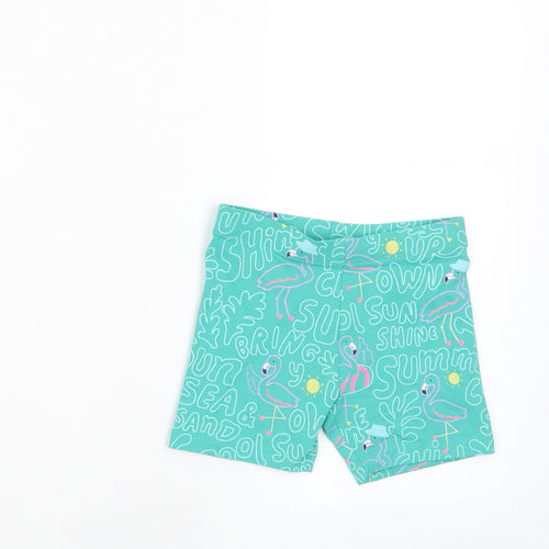 Marks and Spencer Girls Green Geometric Cotton Biker Shorts Size 3-4 Years Regular - Flamingos