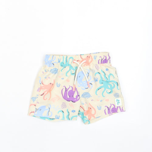 Marks and Spencer Boys Multicoloured Geometric Polyester Sweatpants Trousers Size 3-6 Months Drawstring - Octopus, Swim Shorts