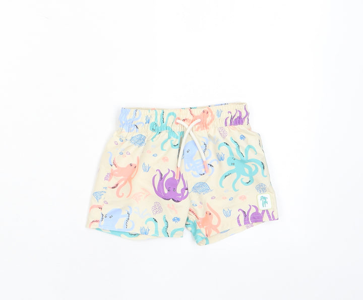 Marks and Spencer Boys Multicoloured Geometric Polyester Sweatpants Trousers Size 3-6 Months Drawstring - Octopus, Swim Shorts