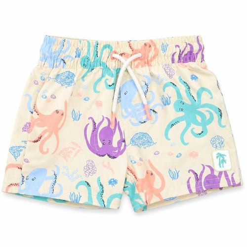 Marks and Spencer Boys Multicoloured Geometric Polyester Sweatpants Trousers Size 3-6 Months Drawstring - Octopus, Swim Shorts