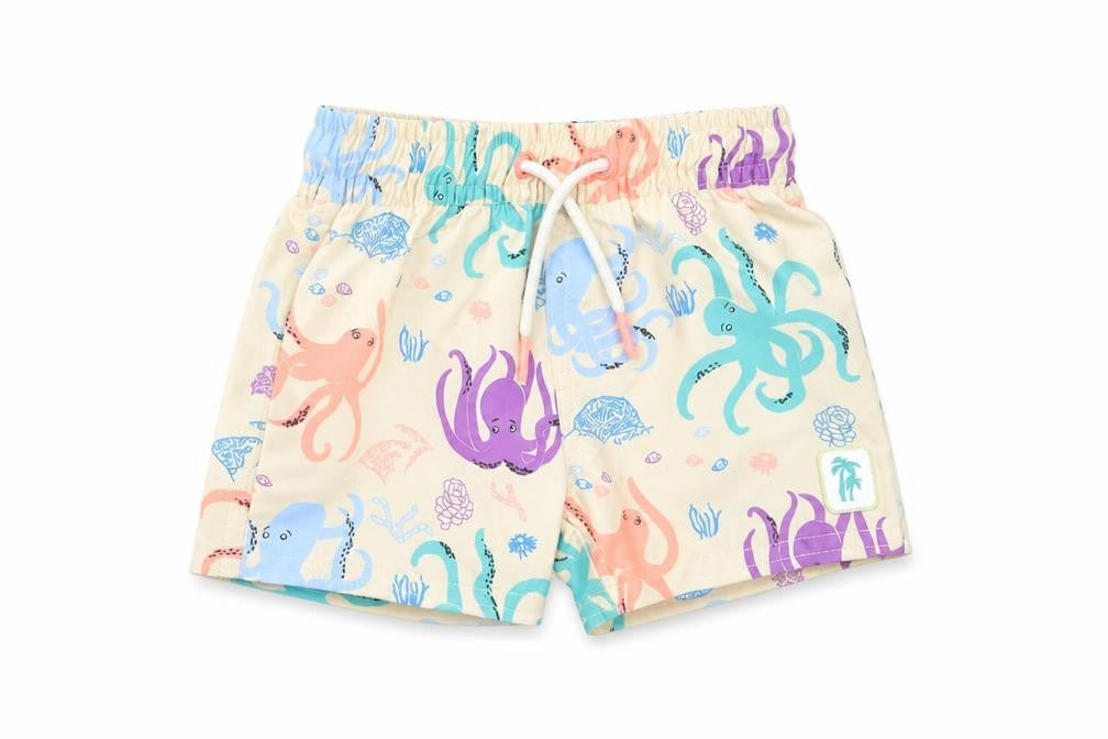 Marks and Spencer Boys Multicoloured Geometric Polyester Sweatpants Trousers Size 3-6 Months Drawstring - Octopus, Swim Shorts