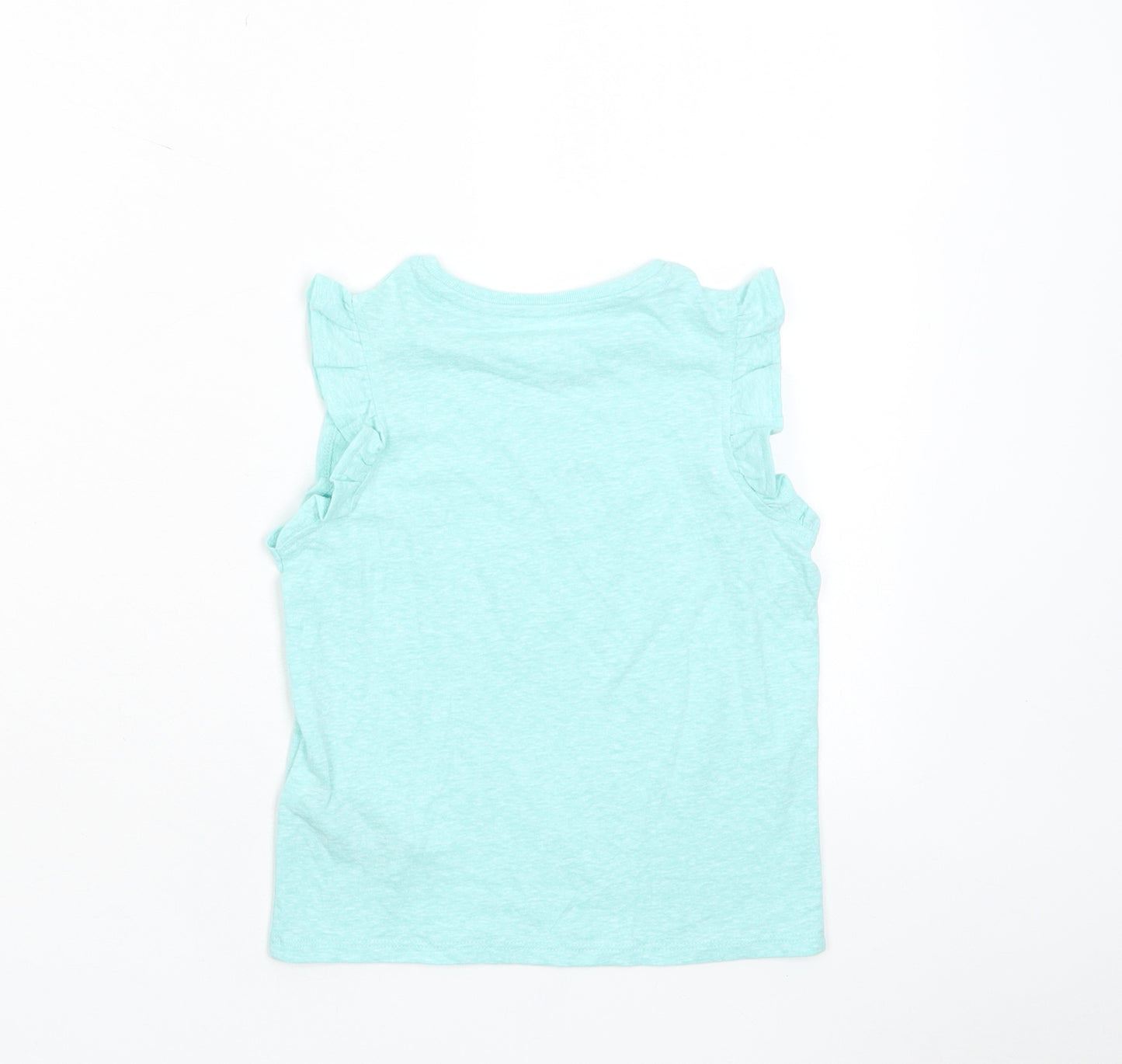 Marks and Spencer Girls Blue Polyester Basic Tank Size 3-4 Years Crew Neck Pullover - Frill