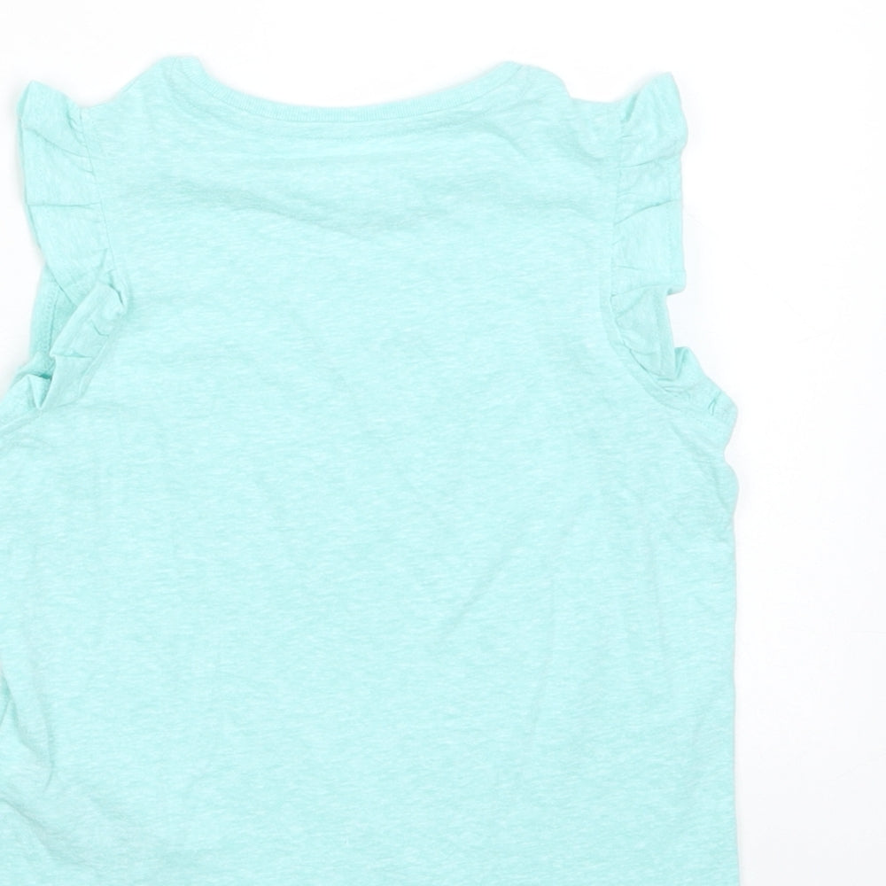 Marks and Spencer Girls Blue Polyester Basic Tank Size 3-4 Years Crew Neck Pullover - Frill