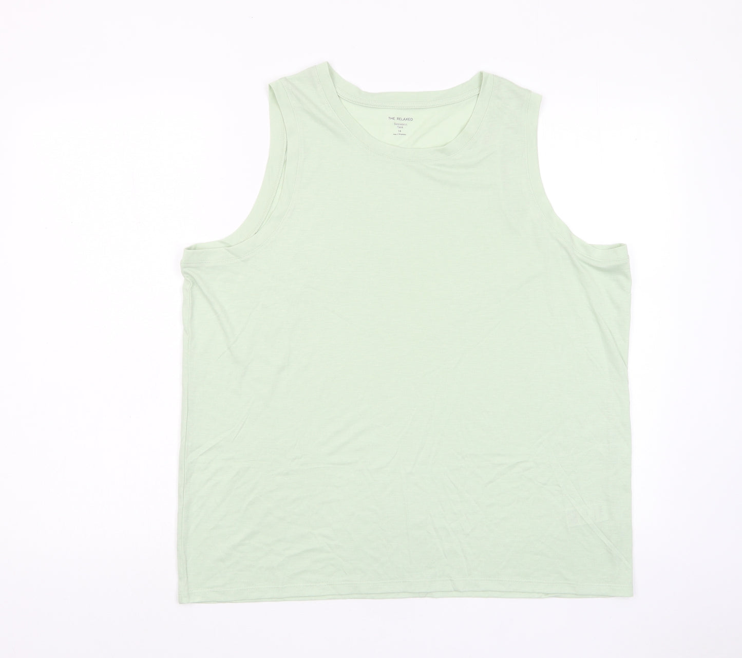 Marks and Spencer Womens Green Polyester Basic Tank Size 16 Scoop Neck