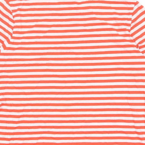 Marks and Spencer Womens Red Striped Cotton Basic T-Shirt Size 16 Crew Neck