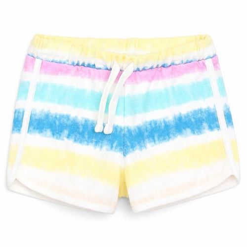 Marks and Spencer Girls Multicoloured Striped Cotton Sweat Shorts Size 5-6 Years Regular Drawstring