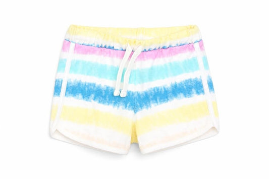 Marks and Spencer Girls Multicoloured Striped Cotton Sweat Shorts Size 5-6 Years Regular Drawstring