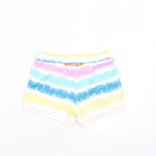 Marks and Spencer Girls Multicoloured Striped Cotton Sweat Shorts Size 5-6 Years Regular Drawstring