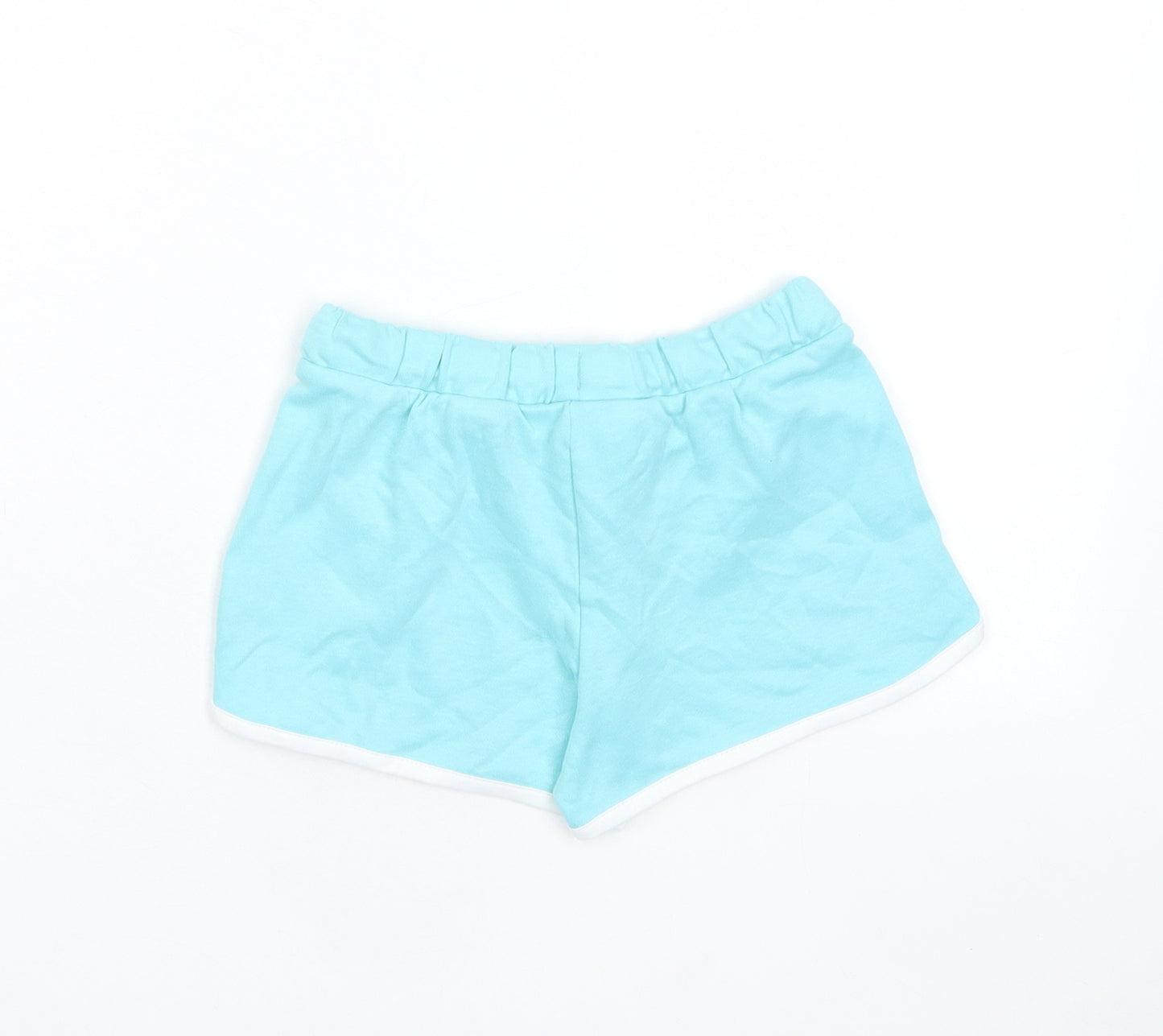 Marks and Spencer Girls Blue Cotton Sweat Shorts Size 5 Years Regular Drawstring - Ice Lollie