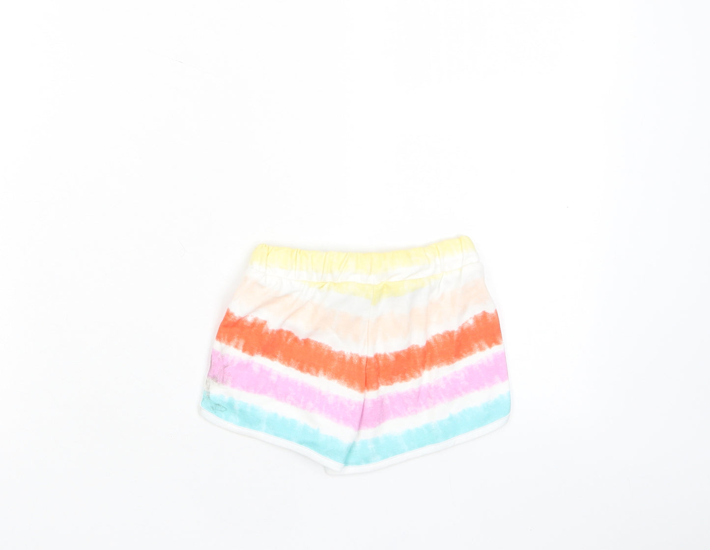 Marks and Spencer Girls Multicoloured Striped Cotton Sweat Shorts Size 2-3 Years Regular Drawstring