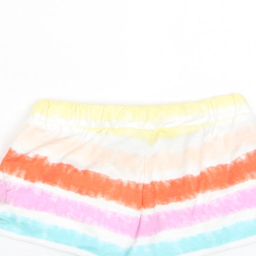 Marks and Spencer Girls Multicoloured Striped Cotton Sweat Shorts Size 2-3 Years Regular Drawstring