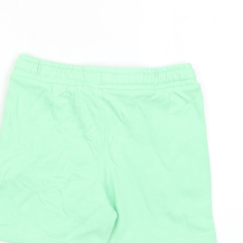 Marks and Spencer Boys Green Cotton Sweat Shorts Size 4-5 Years Regular Drawstring - Pockets